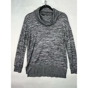 Gap Womens Cowl Neck Long Sleeve Soft Variegated Black Gray White Top Size S